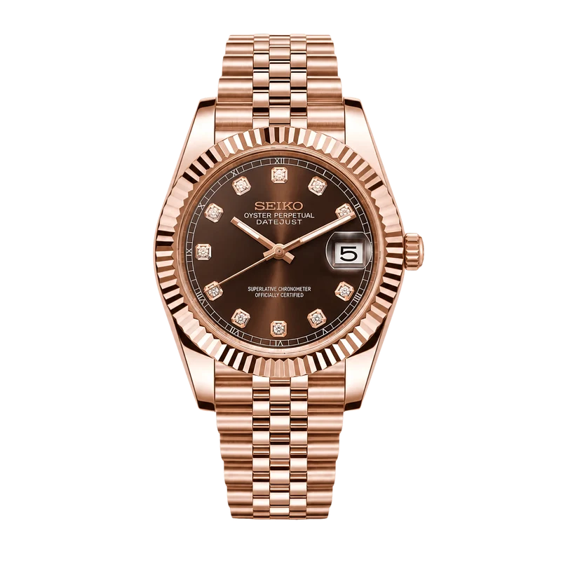 SEIKO MOD Datejust | Or Rose & Chocolat Diamant