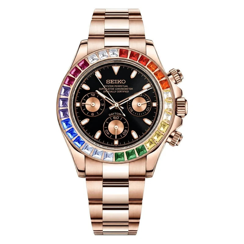 SEIKO MOD Daytona | Rainbow Or rose & Noir