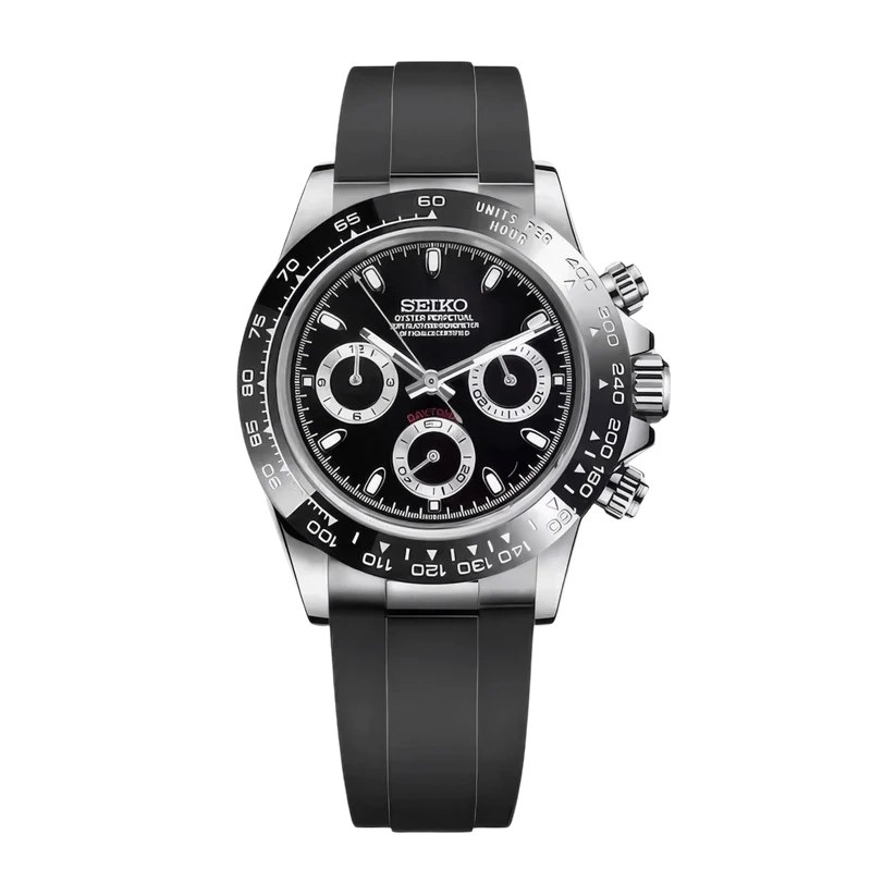 SEIKO MOD Daytona | Noir & Argent Oysterflex
