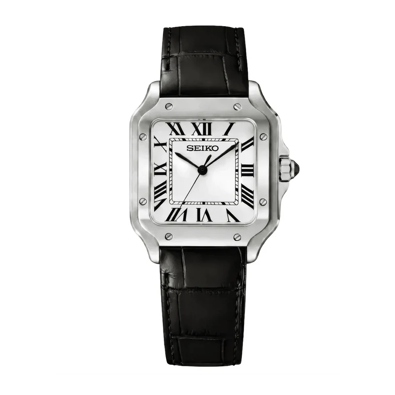 SEIKO MOD Santos | Cuir Noir & Blanc